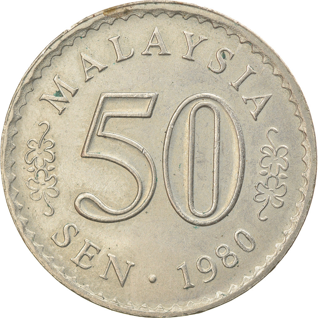 Munten, Maleisië, 50 Sen, 1980, Franklin Mint, ZF, Copper-nickel, KM:5.3