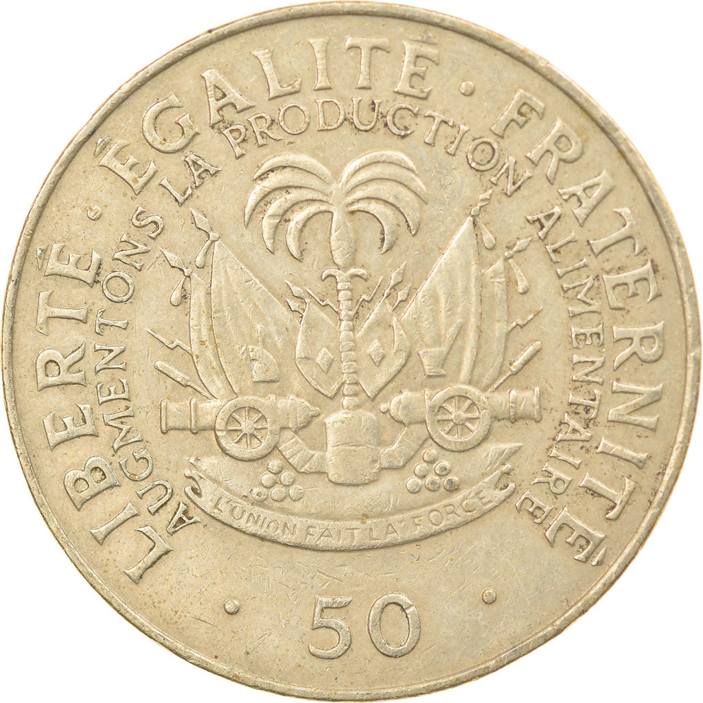 Coin, Haiti, 50 Centimes, 1983, EF(40-45), Copper-Nickel-Zinc, KM:101a