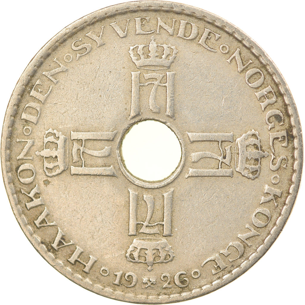 Coin, Norway, Haakon VII, Krone, 1926, EF(40-45), Copper-nickel, KM:385