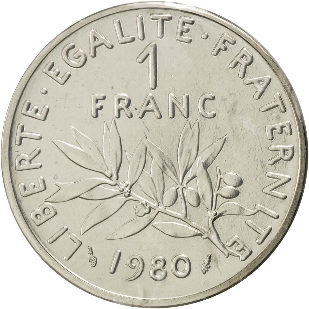FRANCE, 1 Franc, 1980, KM #P668, MS(65-70), Nickel, Gadoury #104.P1, 12.00