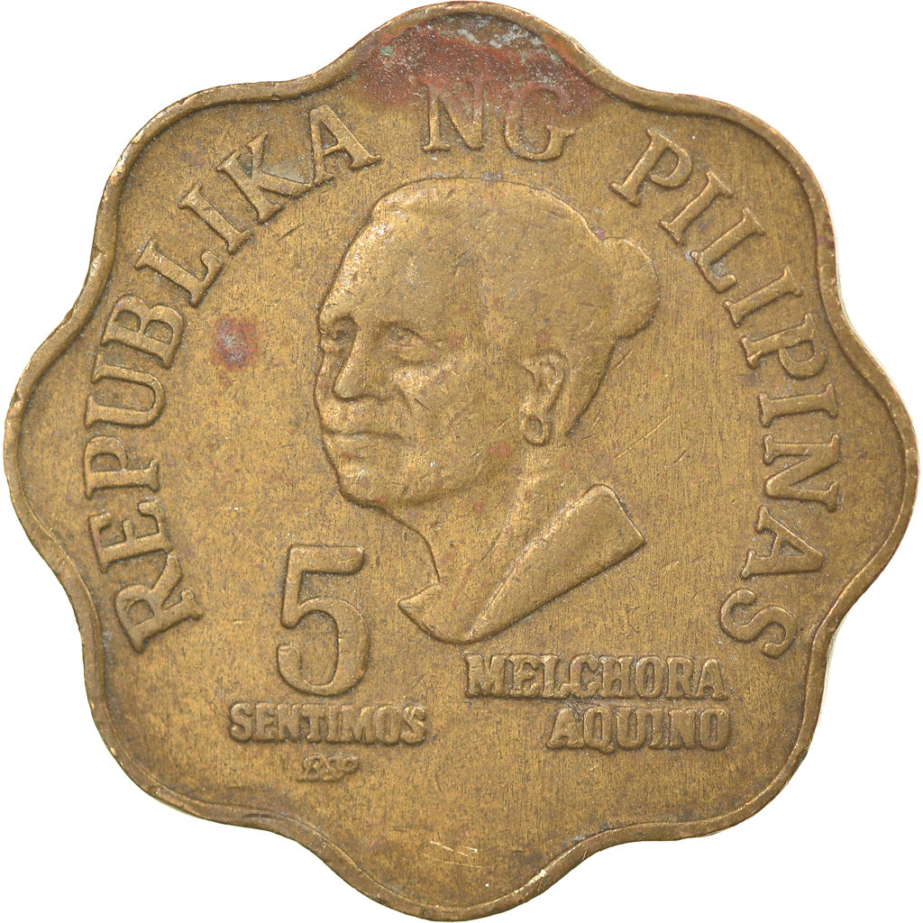 Moeda, Filipinas, 5 Sentimos, 1982, EF(40-45), Latão, KM:225