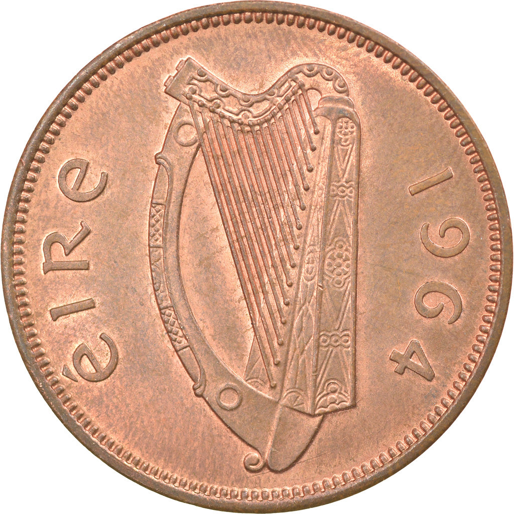 Coin, IRELAND REPUBLIC, 1/2 Penny, 1964, EF(40-45), Bronze, KM:10