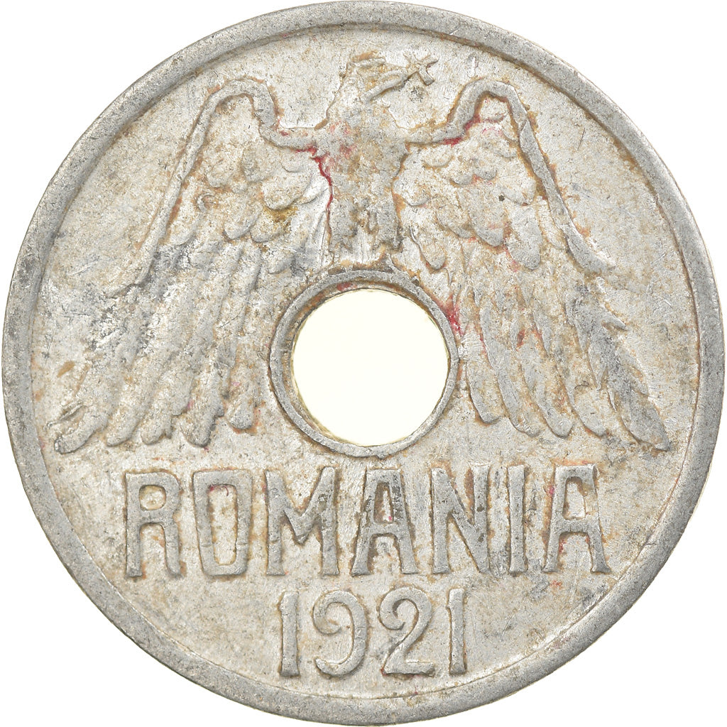 Moneda, Rumanía, Ferdinand I, 50 Bani, 1921, Huguenin Freres, MBC, Aluminio
