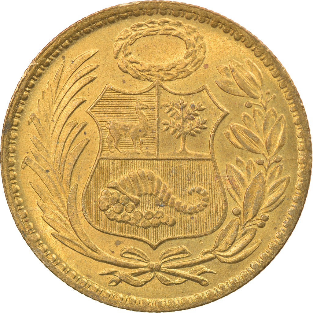 Coin, Peru, 1/2 Sol, 1943, San Francisco, EF(40-45), Brass, KM:220.3