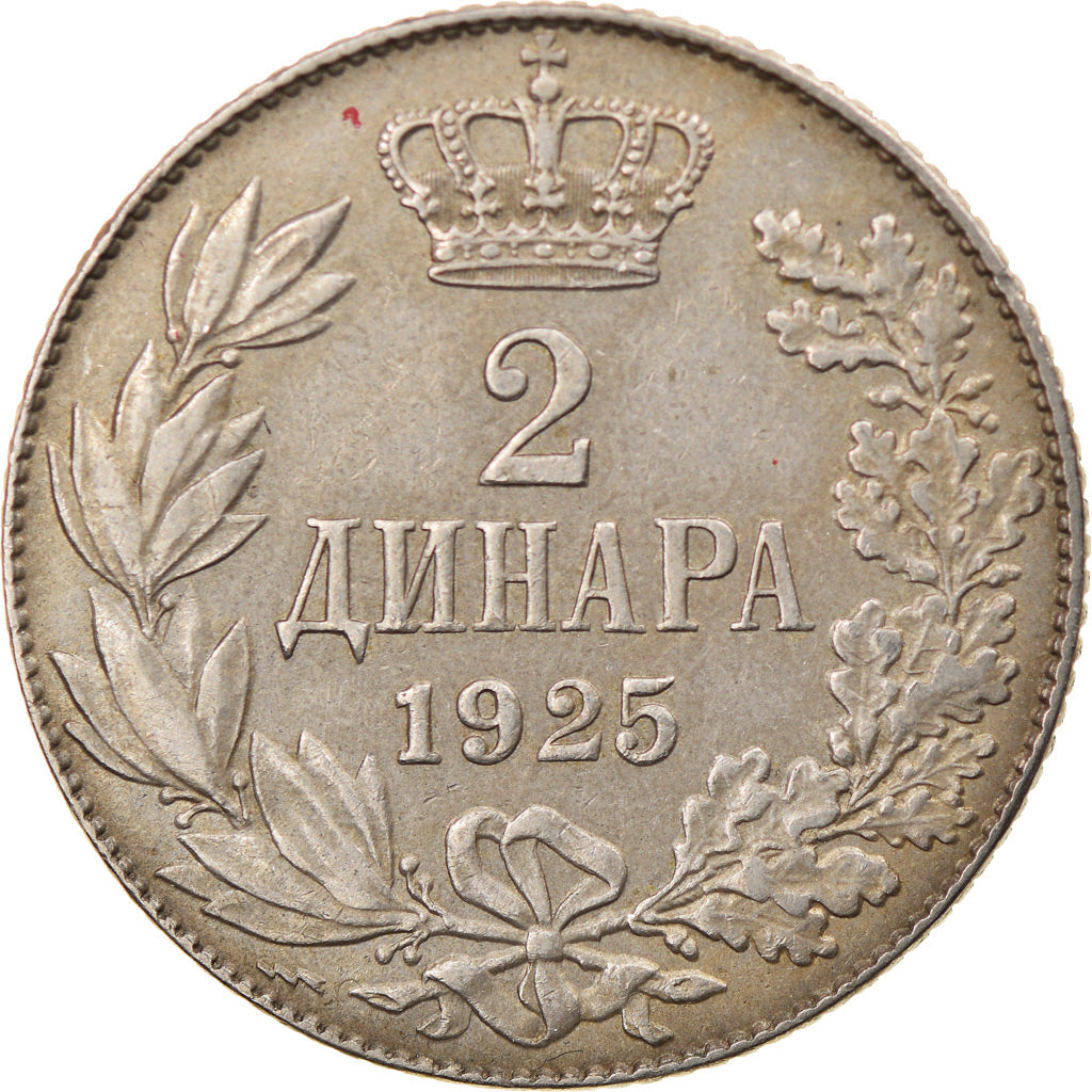 Coin, Yugoslavia, Alexander I, 2 Dinara, 1925, EF(40-45), Nickel-Bronze, KM:6