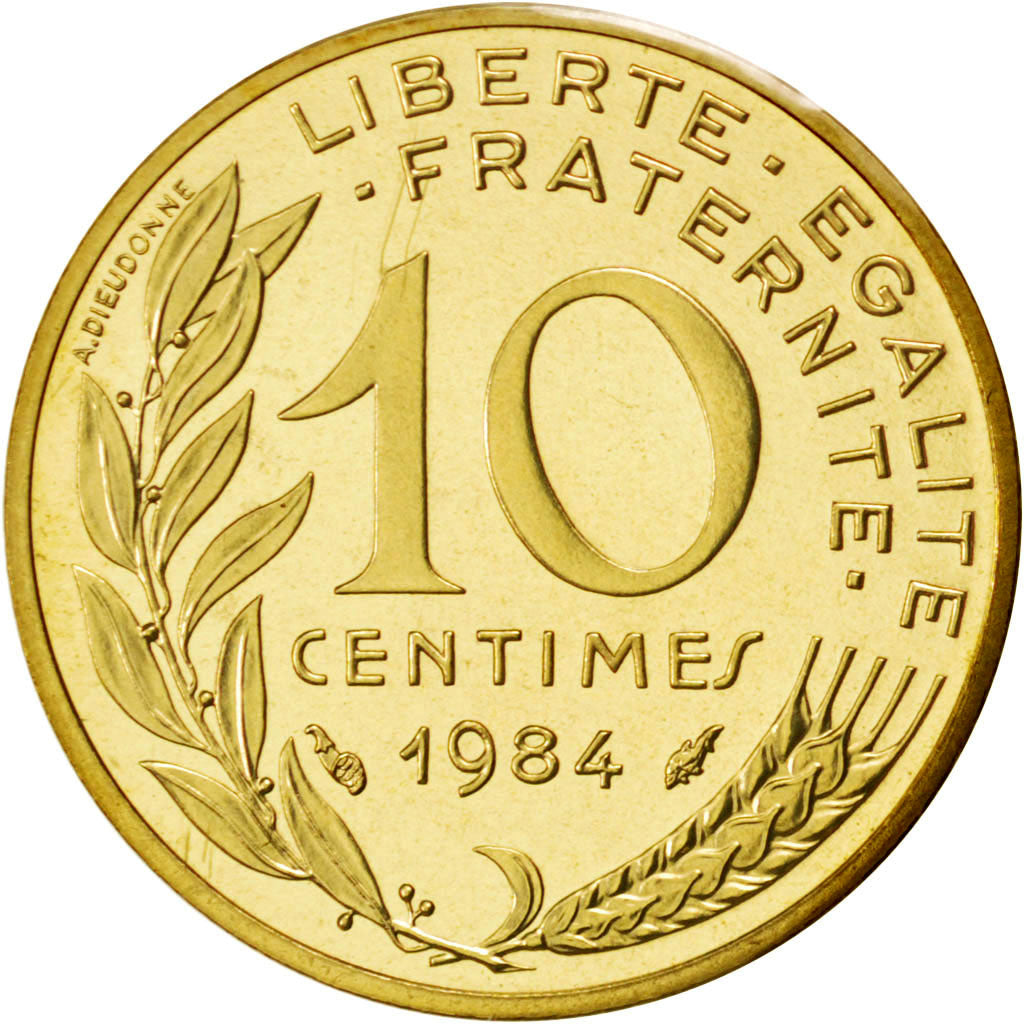 FRANCE, 10 Centimes, 1984, KM #P803, MS(65-70), Cupro-nickel Aluminium, Gadoury.