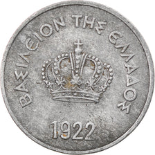 Moneta, Grecia, Constantine I, 10 Lepta, 1922, BB, Alluminio, KM:66.2