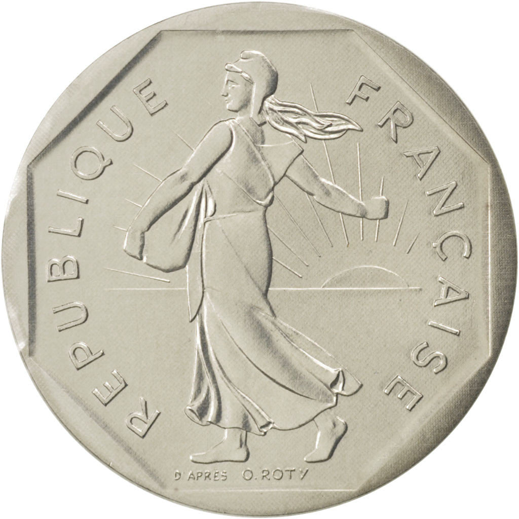 Francja, 2 Francs, Semeuse, 1985, MDP, Piéfort, Nikiel, MS(65-70)