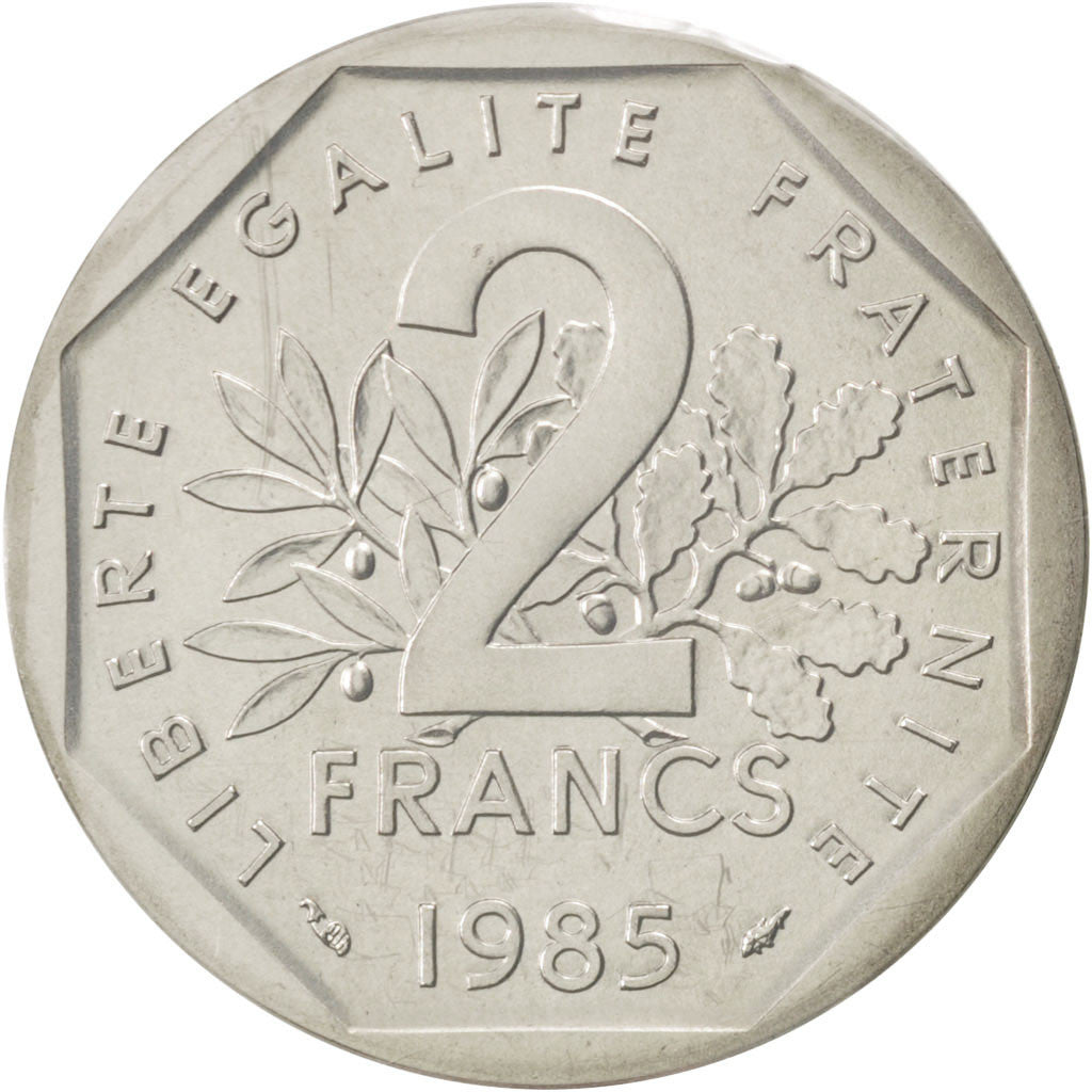 Francja, 2 Francs, Semeuse, 1985, MDP, Piéfort, Nikiel, MS(65-70)