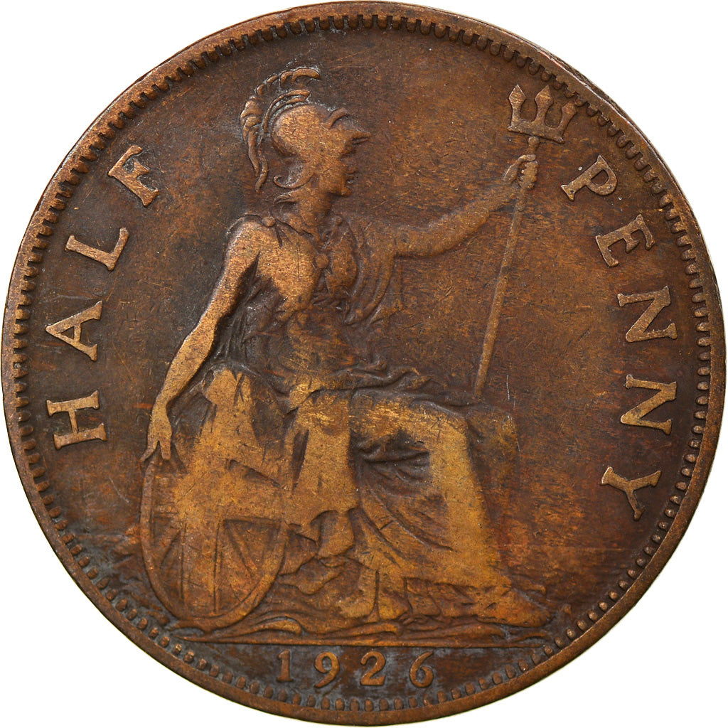 Coin, Great Britain, George V, 1/2 Penny, 1926, VF(20-25), Bronze, KM:824