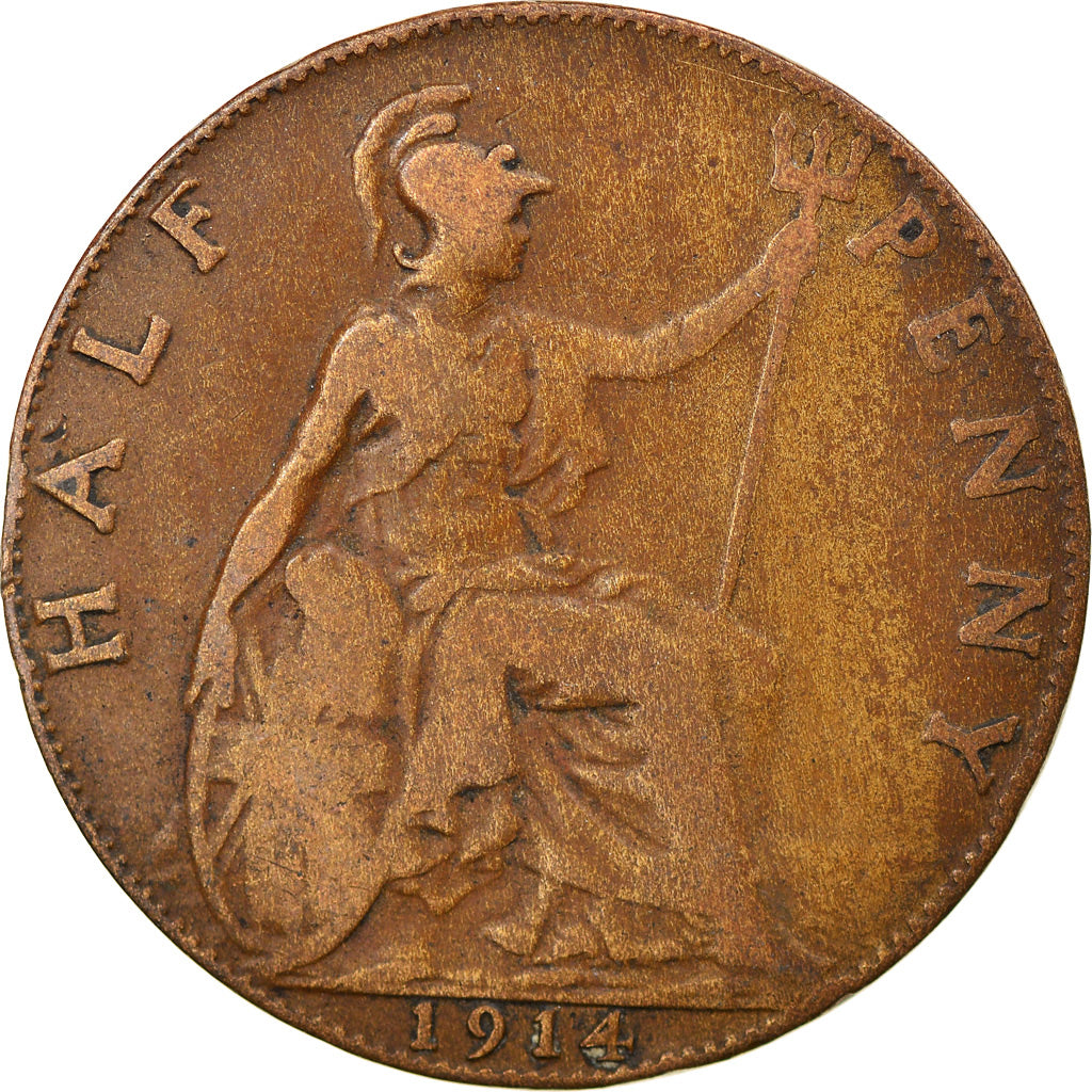 Coin, Great Britain, George V, 1/2 Penny, 1914, VF(20-25), Bronze, KM:809