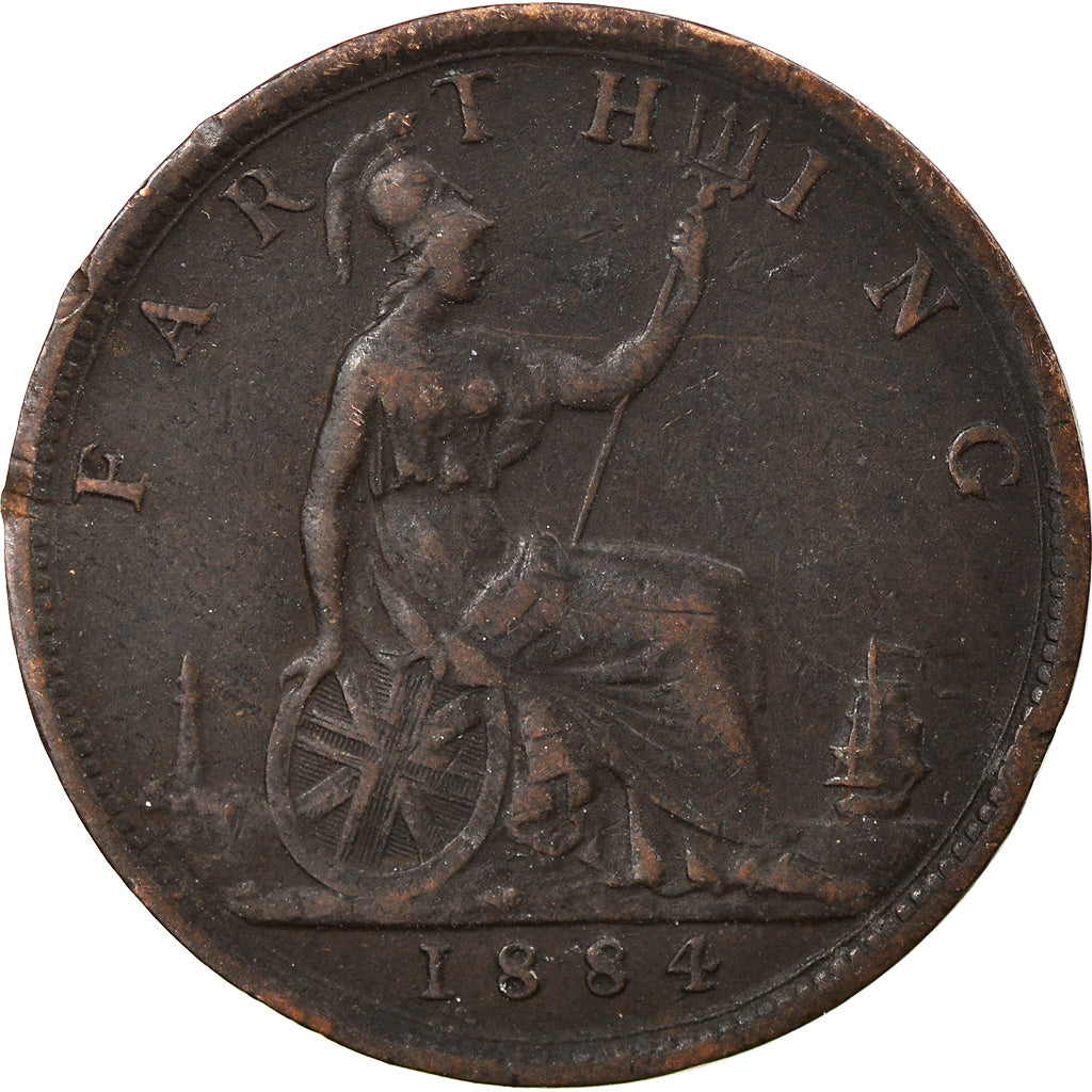 Coin, Great Britain, Victoria, Farthing, 1884, EF(40-45), Bronze, KM:753