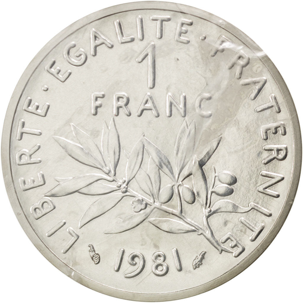 FRANCE, 1 Franc, 1981, KM #P700, MS(65-70), Silver, Gadoury #104.P2, 13.70
