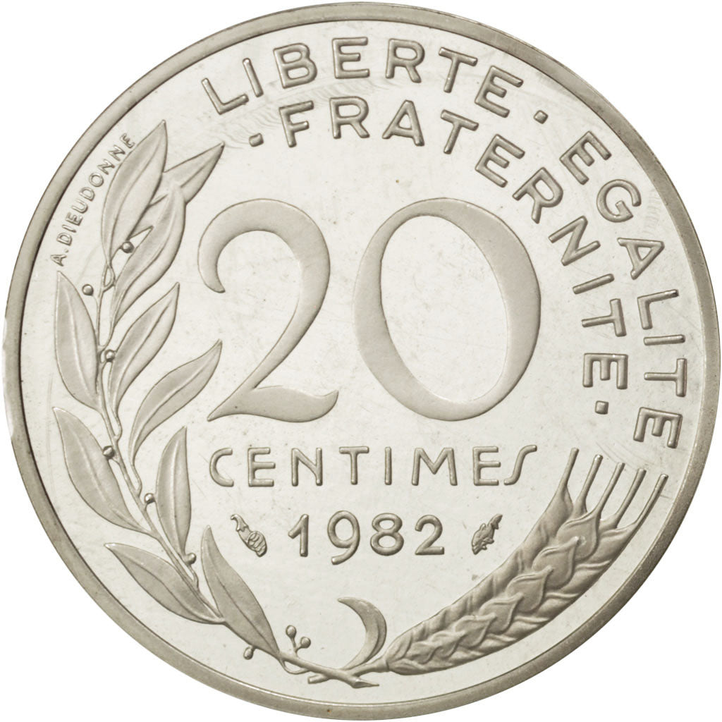 Coin, France, 20 Centimes, 1982, MS(65-70), Silver, KM:P725, Gadoury:56.P2
