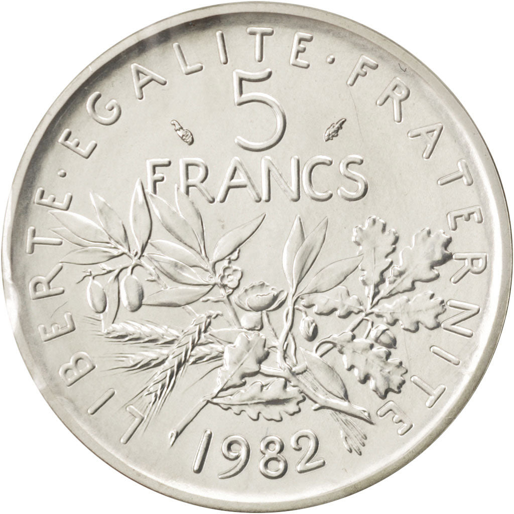 FRANCE, 5 Francs, 1982, KM #P740, MS(65-70), Silver, Gadoury #154.P2, 22.80