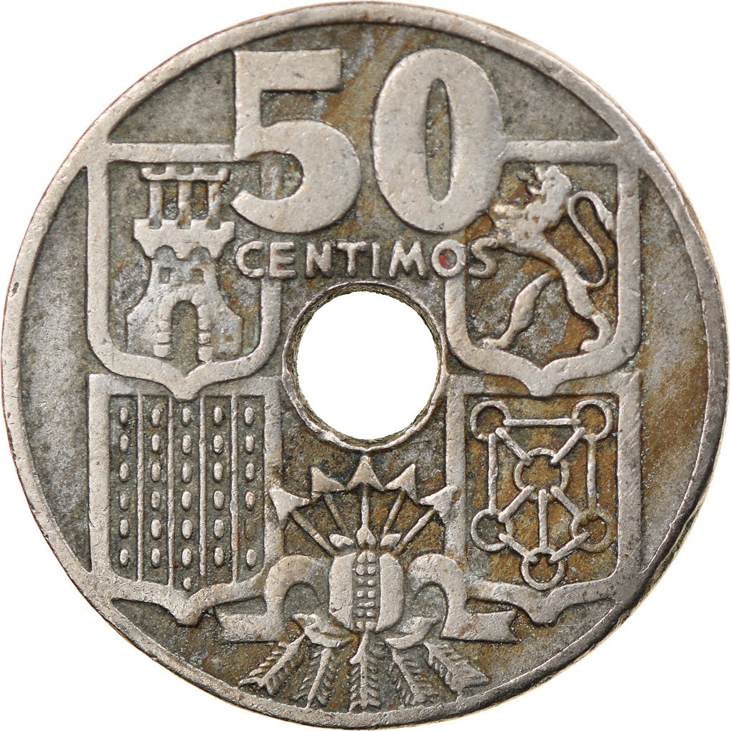 Munten, Spanje, Caudillo and regent, 50 Centimos, 1951, ZF, Copper-nickel