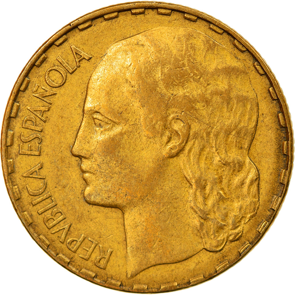 Coin, Spain, Peseta, 1937, EF(40-45), Brass, KM:755