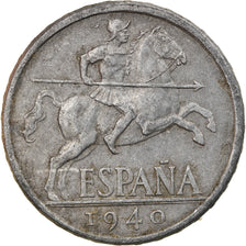 Monnaie, Espagne, 10 Centimos, 1940, TTB, Aluminium, KM:766