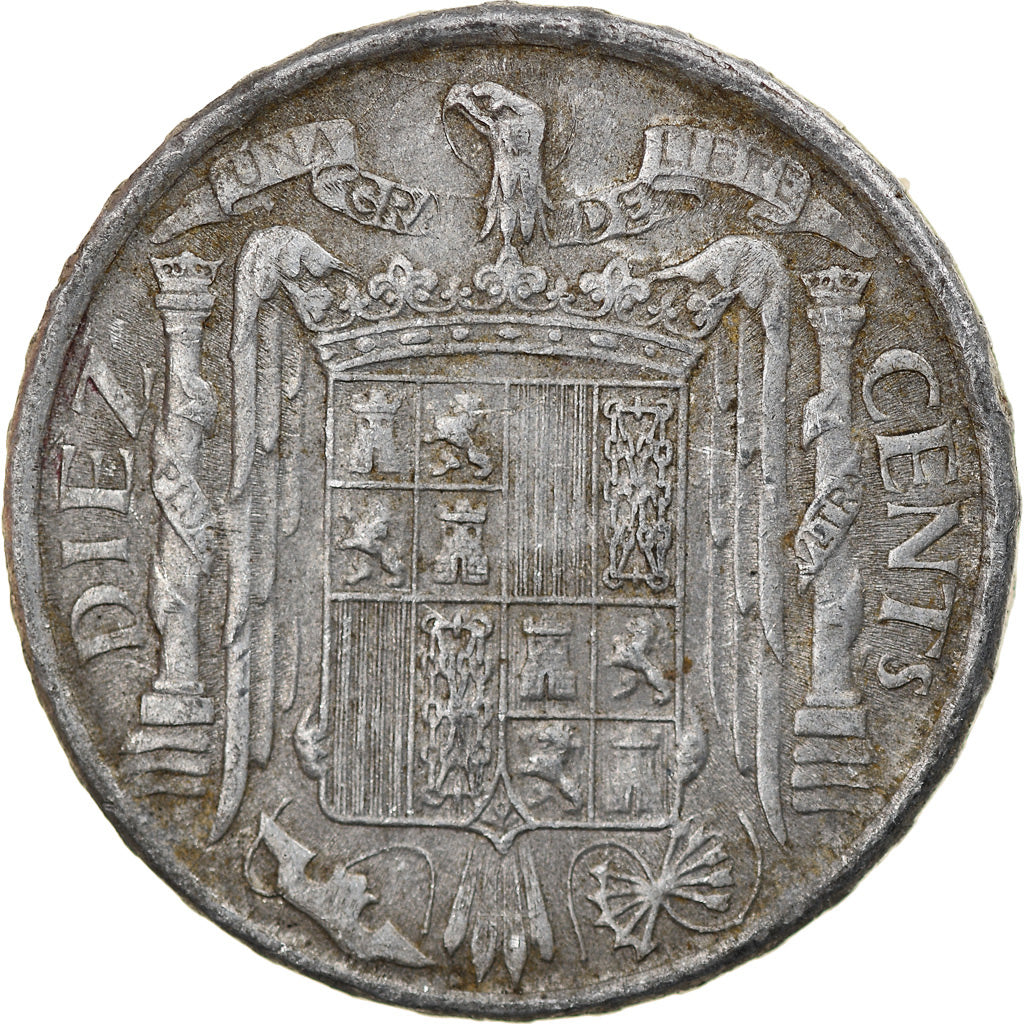 Coin, Spain, 10 Centimos, 1940, EF(40-45), Aluminum, KM:766