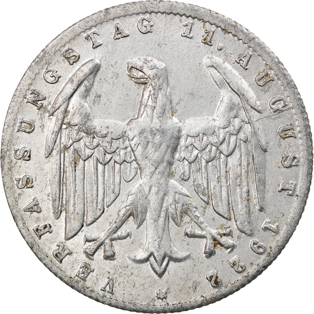 Coin, GERMANY, WEIMAR REPUBLIC, 3 Mark, 1922, Karlsruhe, EF(40-45), Aluminum