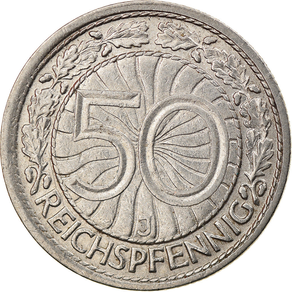 Coin, GERMANY, WEIMAR REPUBLIC, 50 Reichspfennig, 1927, Hambourg, EF(40-45)