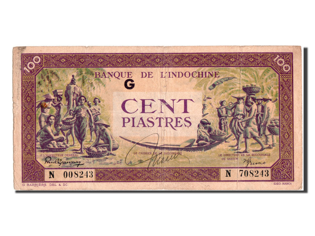Indochine, 100 Piastres type 1942-45, lettre G