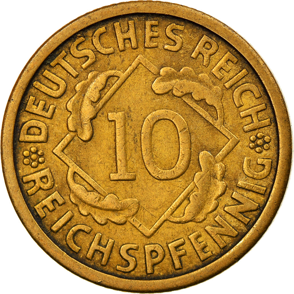 Coin, GERMANY, WEIMAR REPUBLIC, 10 Reichspfennig, 1924, Hambourg, EF(40-45)