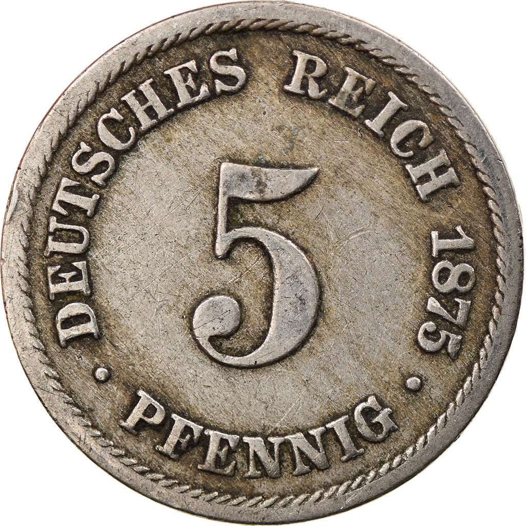 Moneta, NIEMCY - IMPERIUM, Wilhelm I, 5 Pfennig, 1875, Vienne, VF(20-25)