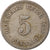 Moneda, ALEMANIA - IMPERIO, Wilhelm II, 5 Pfennig, 1905, Berlin, MBC, Cobre -