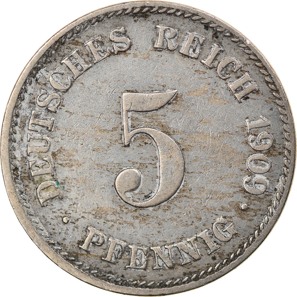 Monnaie, GERMANY - EMPIRE, Wilhelm II, 5 Pfennig, 1909, Hambourg, TTB