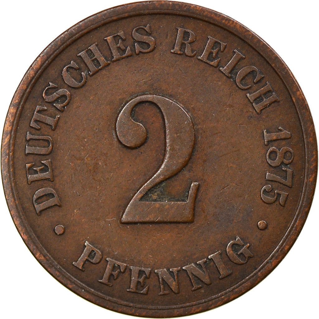Moneta, GERMANIA - IMPERO, Wilhelm I, 2 Pfennig, 1875, Vienne, BB, Rame, KM:2