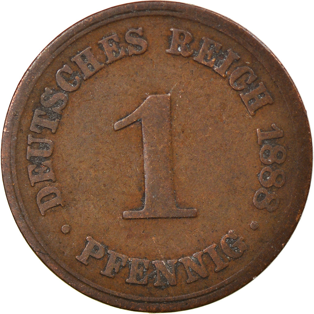 Coin, GERMANY - EMPIRE, Wilhelm I, Pfennig, 1888, Berlin, VF(30-35), Copper