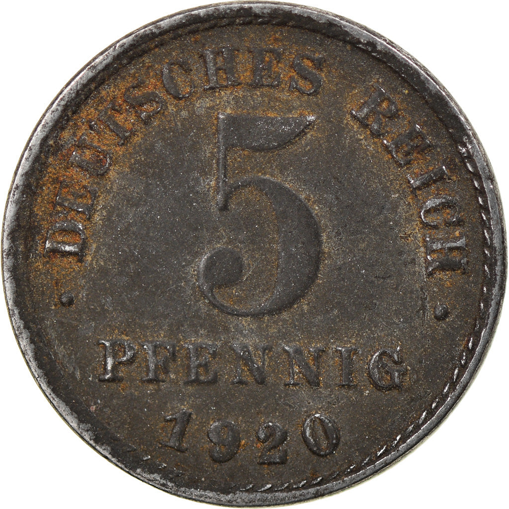 Monnaie, GERMANY - EMPIRE, 5 Pfennig, 1920, Hambourg, TB+, Iron, KM:19