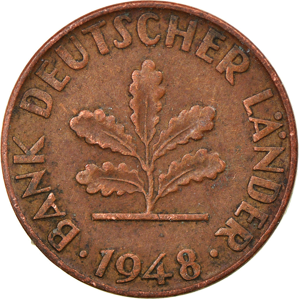 Monnaie, République fédérale allemande, Pfennig, 1948, Karlsruhe, TTB, Copper