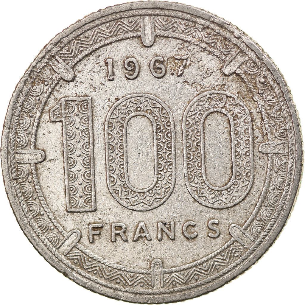 Coin, EQUATORIAL AFRICAN STATES, 100 Francs, 1967, Paris, EF(40-45), Nickel