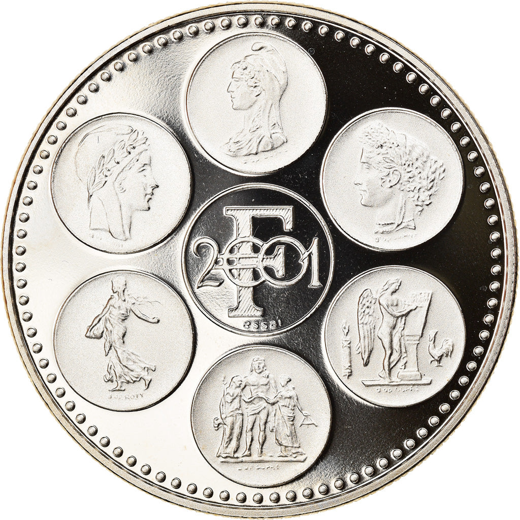 Francja, Medal, Coq, Fin du Cours Légal du Franc, Politics, 2002, MS(65-70)