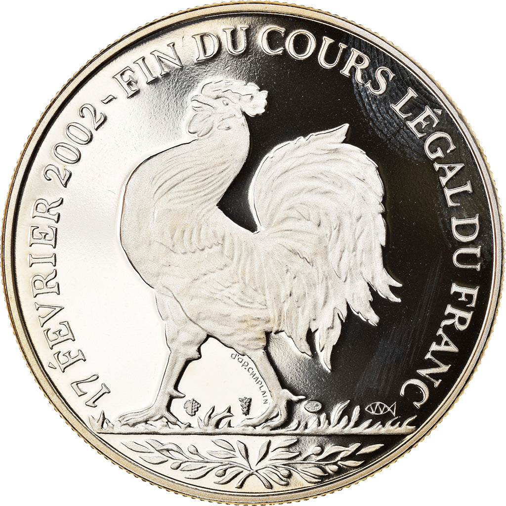 Francja, Medal, Coq, Fin du Cours Légal du Franc, Politics, 2002, MS(65-70)