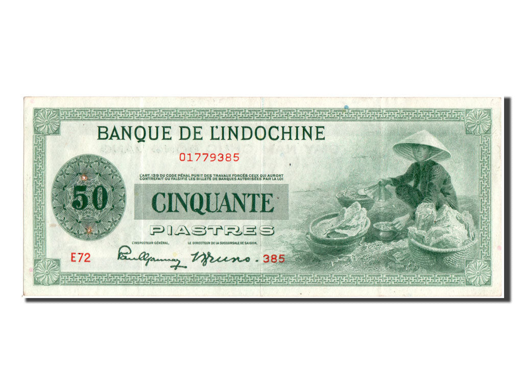 French Indo-China, 50 Piastres, KM #77a, AU(55-58), E72
