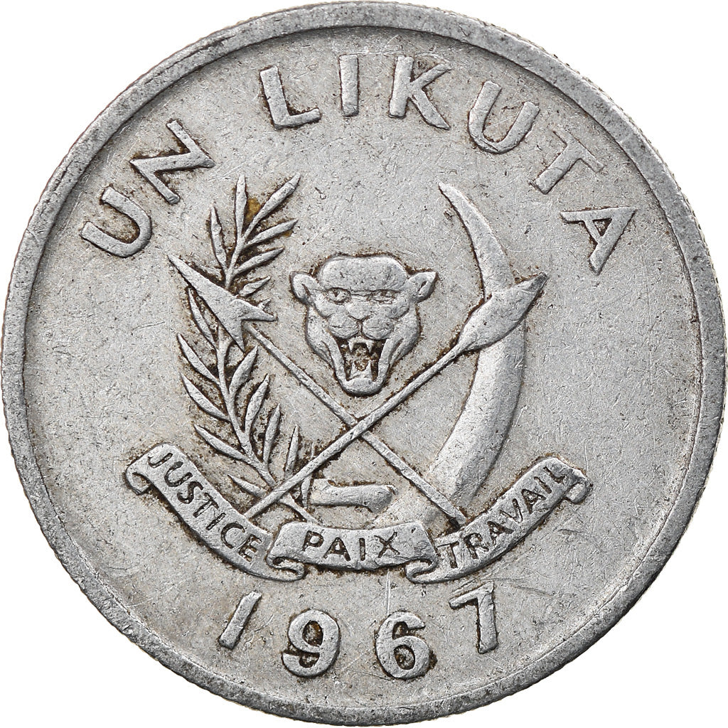 Coin, CONGO, DEMOCRATIC REPUBLIC, Likuta, 1967, VF(30-35), Aluminum, KM:8