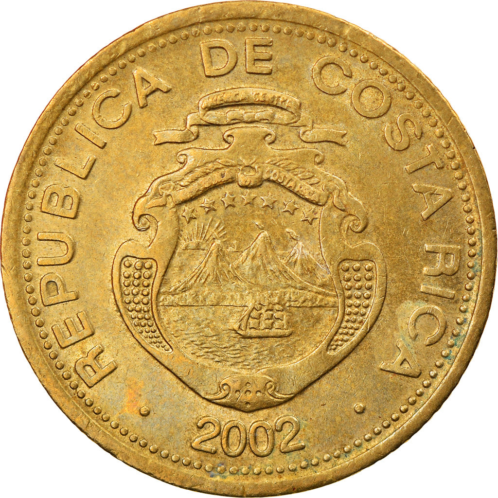 Coin, Costa Rica, 10 Colones, 2002, EF(40-45), Brass, KM:228.2