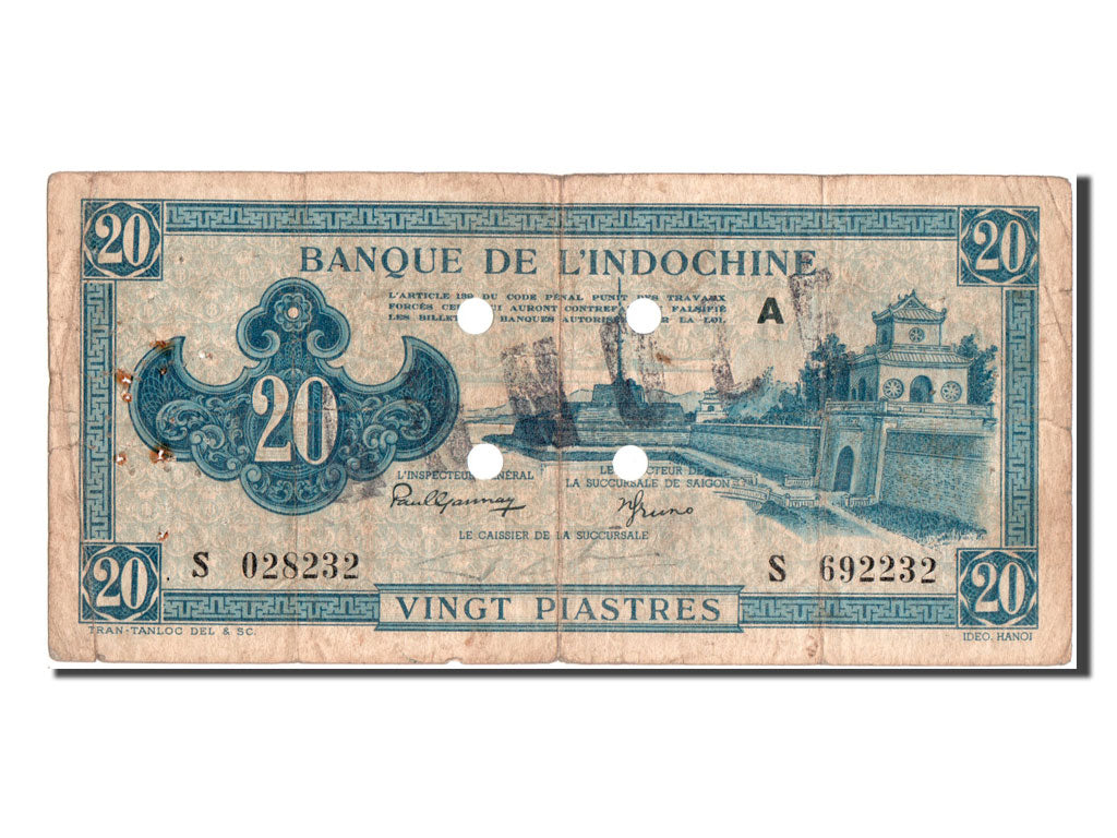 Indochina, 20 Piastres, VF(20-25), S692232
