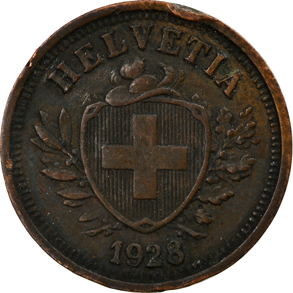 Coin, Switzerland, Rappen, 1928, Bern, EF(40-45), Bronze, KM:3.2