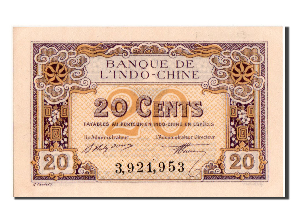 Indochina, 20 Cents, 1919, UNC(64)