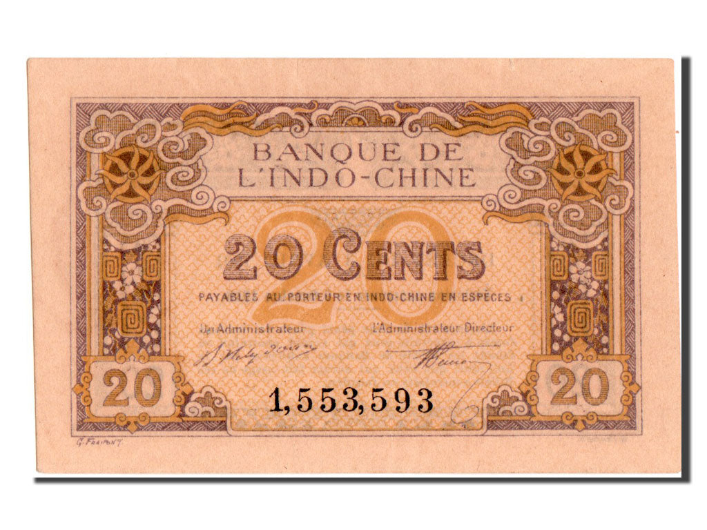 Indochina, 20 Cents, 1919, UNC(63), 1553593