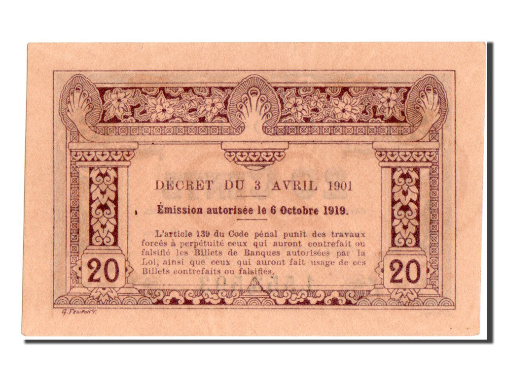 Indochina, 20 Cents, 1919, UNC(63), 1553593