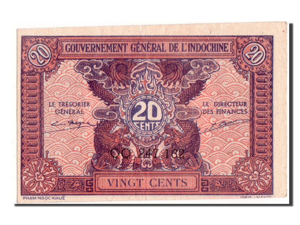 French Indo-China, 20 Cents, 1942, KM #90, AU(55-58), QQ247162