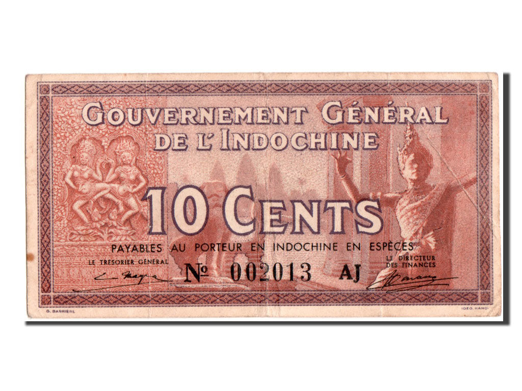 French Indo-China, 10 Cents, 1939, KM #85c, EF(40-45), 002013AJ