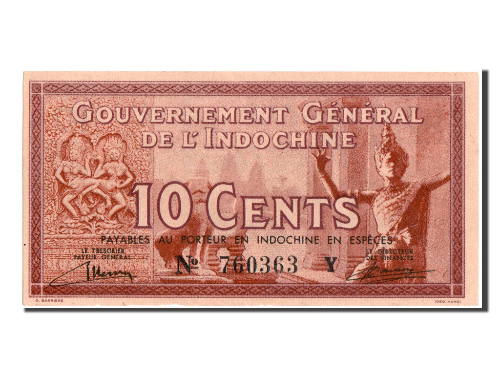 Banconote, Indocina francese, 10 Cents, 1939, SPL