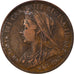 Moeda, Grã-Bretanha, Victoria, 1/2 Penny, 1896, EF(40-45), Bronze, KM:789
