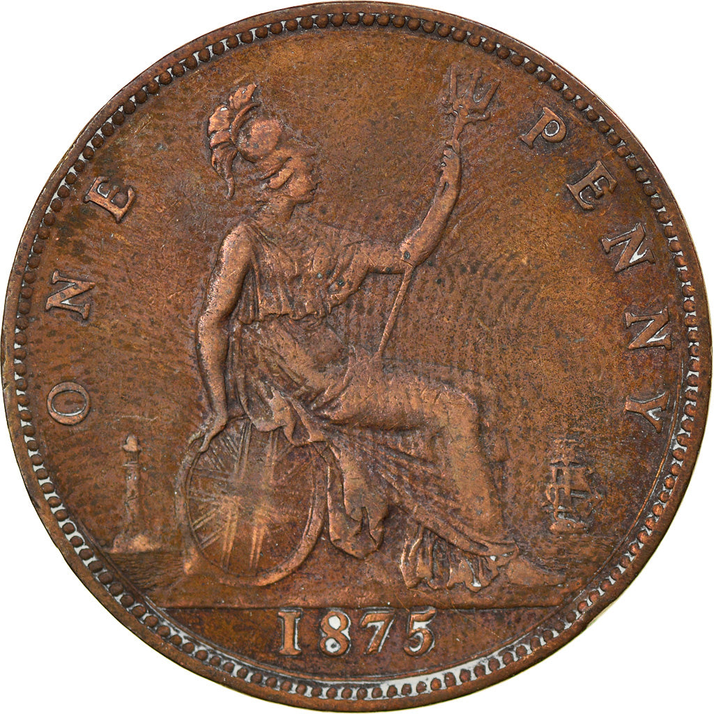 Coin, Great Britain, Victoria, Penny, 1875, EF(40-45), Bronze, KM:755